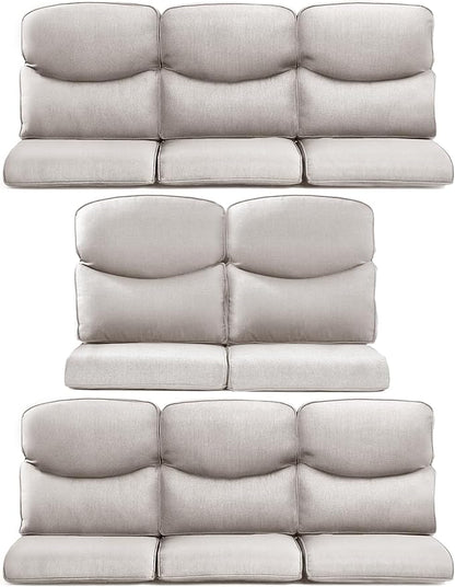 8-Piece Outdoor Patio Cushion Set - Fade & Water Resistant with Removable Olefin Cover, 22x24x4 Inch Memory Foam Cushions for Wicker Sectional Sofa – Beige/Crescent