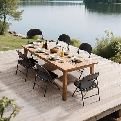 18 Pack Black Folding Chairs with Padded Cushion for Outside, Portable Stackable Commercial Metal Foldable Chairs with Steel Frame for Home Events Office Wedding Party, 350lbs Capacity