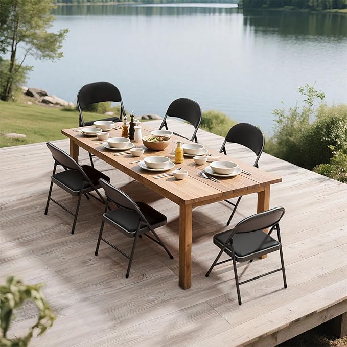 30 Pack Black Folding Chairs with Padded Cushion for Outside, Portable Stackable Commercial Metal Foldable Chairs with Steel Frame for Home Events Office Wedding Party, 350lbs Capacity