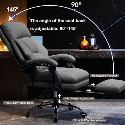 Office Chair with Leg Rest Executive Desk Chairs with Wheels High Back Computer Gaming Chairs Adjustable Reclining Ergonomic Work Chair for Home Office