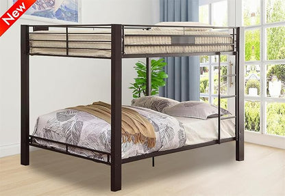 Stronger & Higher Quality Heavy Duty Bunk Bed Queen Over Queen Size Bunkbed, Thickened Safer More Stable Steel Metal Queen Bunk Bed (Faster Assembly) (Queen Over Queen-1)