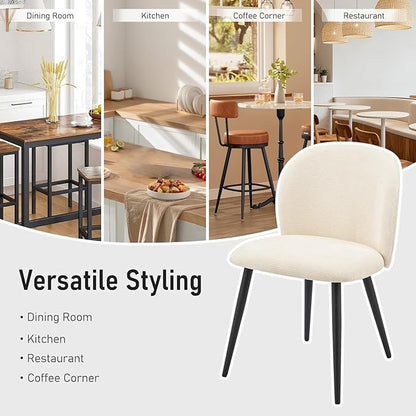 Upholstered Dining Chairs Set of 2, Modern Kitchen Side Chair with Padded Seat Comfortable Chenille Fabric Study Matel Legs,Desk Chairs with Back for Dining Room Kitchen, Beige