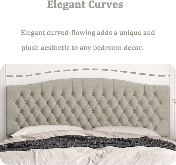 King Headboard Only, Upholstered Headboard King for Adjustable Bed Linen Tufted Calking Size Wall Mounted Head Board with Solid Wood Legs Head Board, Linen
