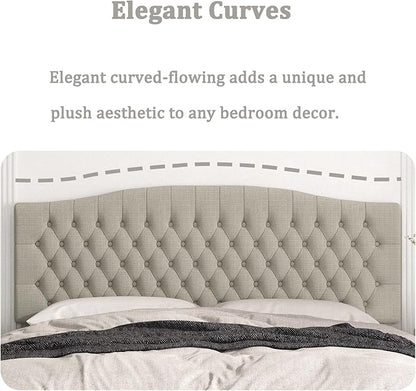 King Headboard Only, Upholstered Headboard King for Adjustable Bed Linen Tufted Calking Size Wall Mounted Head Board with Solid Wood Legs Head Board, Linen