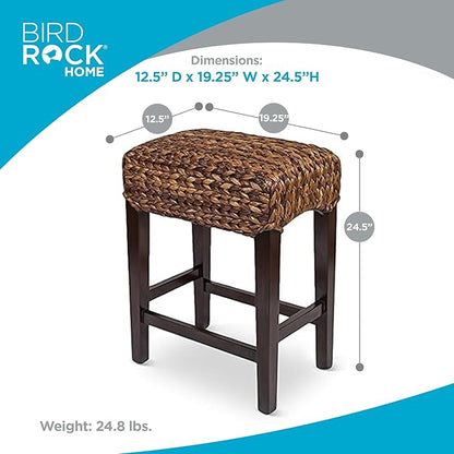 BIRDROCK HOME Seagrass Backless Counter Stools - Handwoven with Natural Fibers & Mahogany Wood Frame, Fully Assembled Seating for Indoor & Outdoor Use, for Kitchen or Dining Area - Espresso (1)