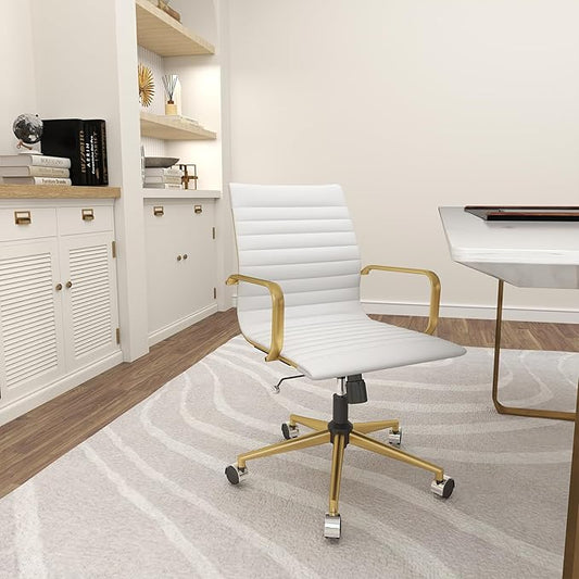 Chair, Desk Computer Chair ，with Armrests ，Ergonomic Office Chair for Home and Office, 17.32 x 22.83 x 35.43 inches, Multiple Colors (Gold White)