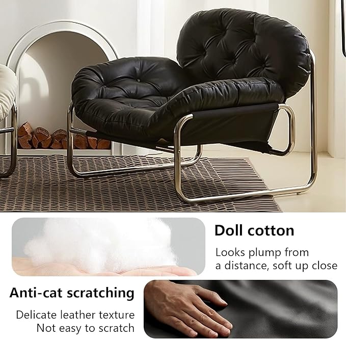 Thick Cushioned Recliner Sofa, Lazy Chair with Upholstery and Footrest, for Living Room, Bedroom, Dorm White A