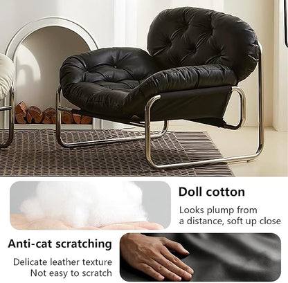 Thick Cushioned Recliner Sofa, Lazy Chair with Upholstery and Footrest, for Living Room, Bedroom, Dorm Black A