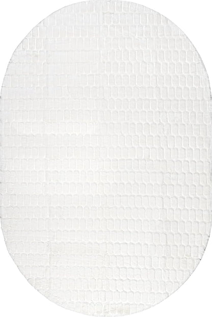 nuLOOM Oval 5' x 7'6" Cozy Plush Area Rug, Machine Washable, Non-Slip, Soft Fluffy Shag Carpet for Living Room Bedroom Kids Room Nursery Home Decor, Nia White