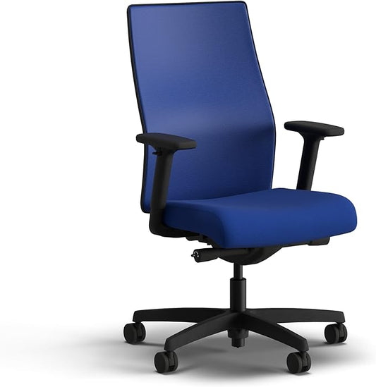 HON Ignition 2.0 Mid Back Task Chair, Spectrum Mesh, Advanced Synchro-Tilt Control, Office Chair with Lumbar Support, Height and Width Adjustable Arms, Black Frame, Cobalt