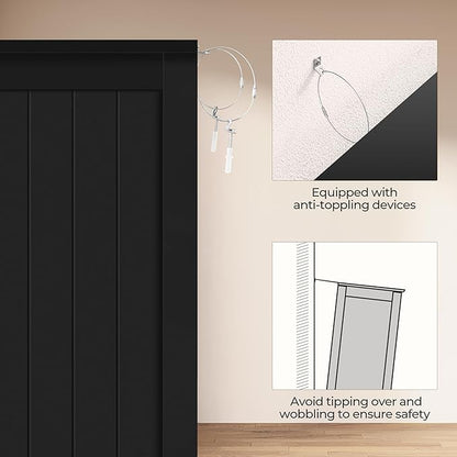 Yaheetech Wooden Bathroom Floor Cabinet, Side Storage Organizer Cabinet with 4 Drawers & Double Doors, Freestanding Entryway Storage Unit Console Table, Bathroom Furniture Home Decor, Black