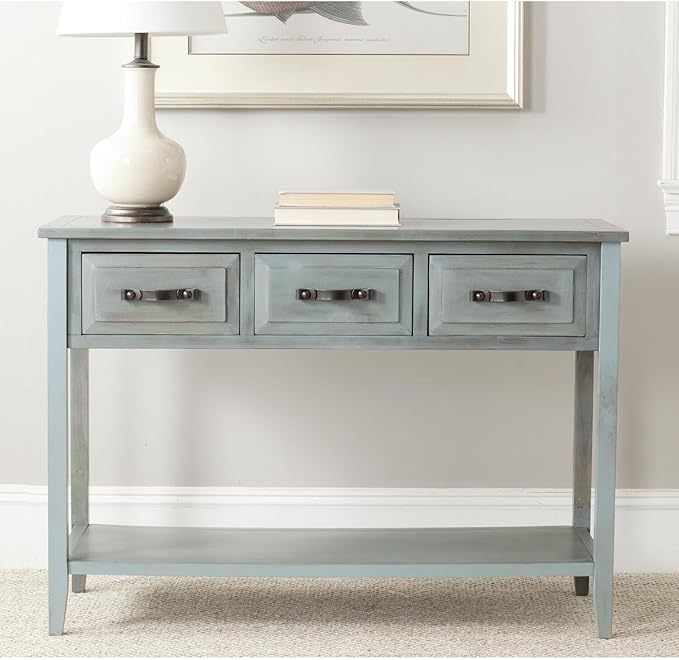 Safavieh Home Collection Aiden Ash Grey 3-Drawer Bottom Shelf Console Table