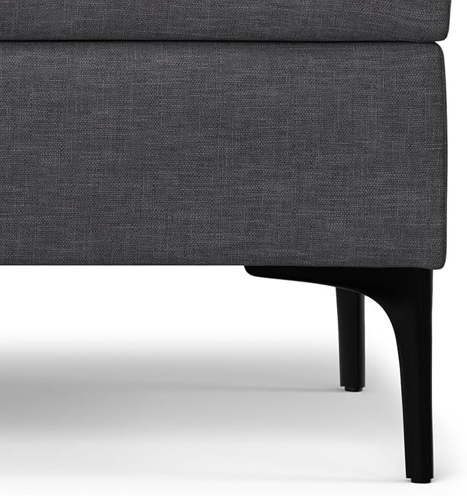 SIMPLIHOME Rebecca 48 inch Wide Mid Century Modern Rectangle Large Coffee Table Storage Ottoman with Lift up Lid in Slate Grey Polyester , Assembled, For the Living Room, Entryway and Family Room