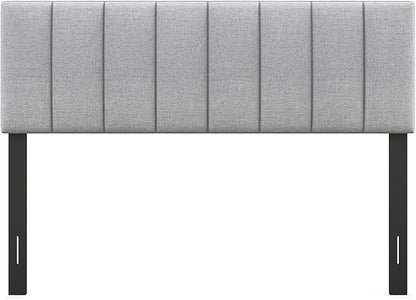 Giantex Linen Upholstered Headboard, Adjustable Width Button Tufted Headboard Only with Solid Wood Legs, Attach Frame, Modern Headboards for Queen Full Size Bed, Gray