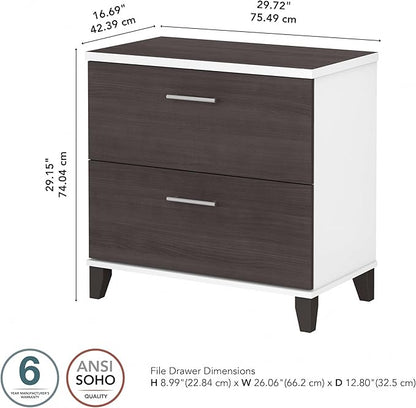 Bush Furniture 2 Drawer Lateral File Cabinet, Letter and Legal-Size Document Storage for Home or Professional Office, Somerset Collection, White and Storm Gray