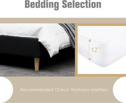 AGARTT Upholstered Platform Bed Frame Queen Size with Headboard and Footboard/Wooden Slats Support/No Box Spring Needed/Easy Assembly,Black Linen