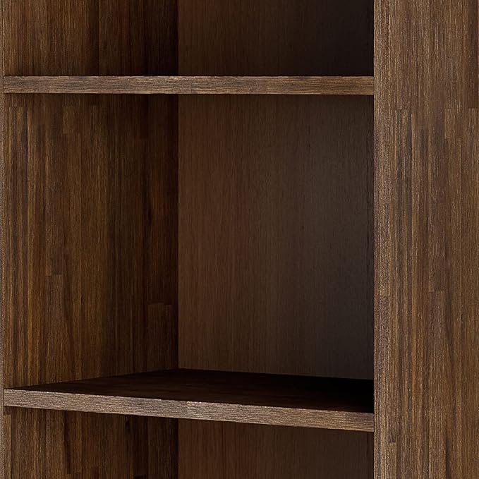 SIMPLIHOME Clarkson Bookcase - 70 inch Tall Solid Acacia Wood Storage Bookshelf in Rustic Natural Aged Brown, Contemporary Storage for Living Room, Study or Office with Open Shelves and Lower Cabinet