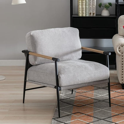 HEAH-YO Modern Accent Chairs Set of 2, Upholstered Chenille Living Room Chairs with Backrests, Comfy Reading Armchairs for Bedroom, Gray