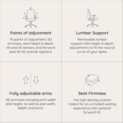 Branch Ergonomic Chair Pro - Mesh Office Chair with 14 Points of Adjustment - Height, Depth & Tilt Adjustable - 5D Armrests - Forward Tilt, Smooth Recline, and Lumbar Support - Black
