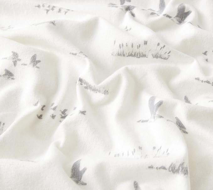 Eddie Bauer - Flannel Sheets Full Size, Anti-Pilling & Wrinkle Resistant Cotton, Touchably Soft for All-Season Comfort - Bed Sheets with Matching Pillowcases & Fitted Sheet (Geese Meadow Yellow)