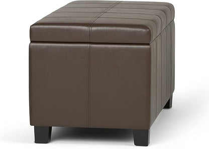 SIMPLIHOME Dover 36 inch Wide Contemporary Rectangle Storage Ottoman Bench in Chocolate Brown Vegan Faux Leather, Assembled, For the Living Room, Entryway and Family Room