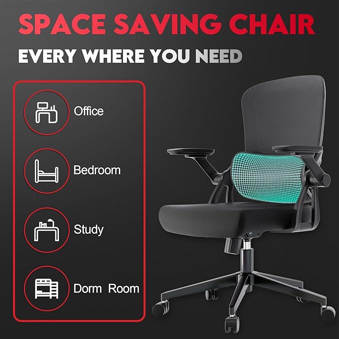 Ergonomic Office Chair - 400LB Comfy Desk Chairs with Adjustable Headrest and Lumbar Back Support, Mesh Computer Chairs with Wheels and Arms for Home Office, Study, Bedroom and Dorm (08black)