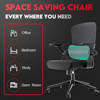 Ergonomic Office Chair - 400LB Comfy Desk Chairs with Adjustable Headrest and Lumbar Back Support, Mesh Computer Chairs with Wheels and Arms for Home Office, Study, Bedroom and Dorm (08black)