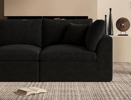 Oversized Sectional Couches for Living Room, Cloud Boneless Couch, 7 Seater Large Modular Sectional Sofa, Black