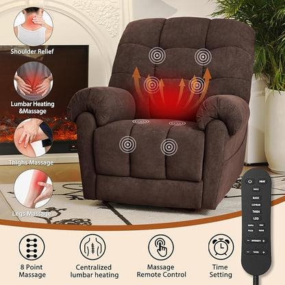 EONIX Mordern Massage Rocker Recliner Chair, Dual Motor Power Rocking Recliners for Small Spaces, Lazy Boy Recliner Chair with Heat and Massage for Living Room, Bedroom, Study, Coffee