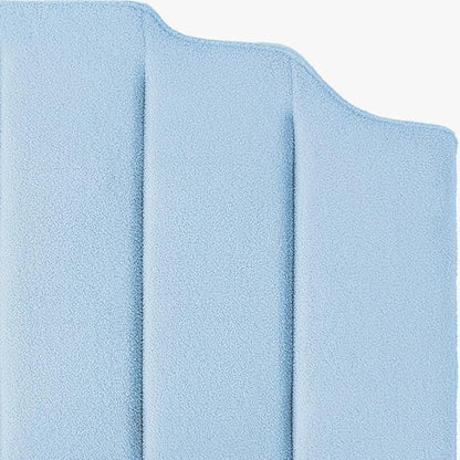 24KF Light Blue Teddy Fabric Tufted King Upholstered Headboard, Modern Vertical Channel Design California King Headboard with Stepped Silhouette Top Edge,6026-K-Teddy Light Blue