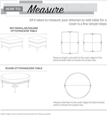 Classic Accessories Veranda Water-Resistant 26 Inch Square Patio Ottoman/Side Table Cover, Outdoor Table Cover