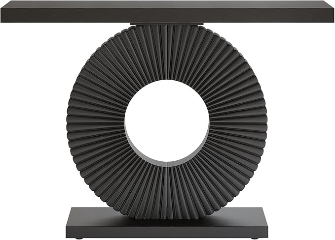 Tribesigns Modern Entryway Console Table, 39 inch Wooden Narrow Sofa Table Behind Couch with Geometric Base, Contemporary Accent Table for Living Room, Entrance, Hallway, Black