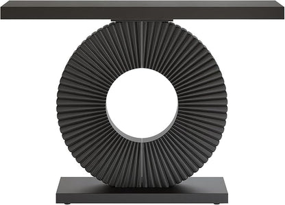 Tribesigns Modern Entryway Console Table, 39 inch Wooden Narrow Sofa Table Behind Couch with Geometric Base, Contemporary Accent Table for Living Room, Entrance, Hallway, Black
