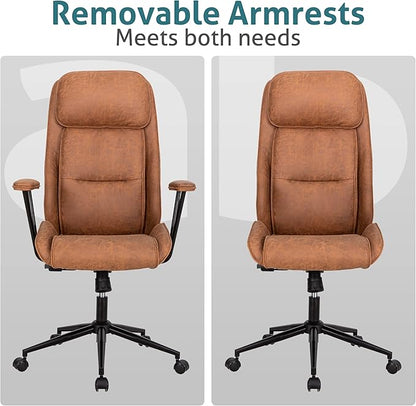 High Back Office Desk Chair,Ergonomic Reclining Office Chair,Modern Swivel Computer Chair,Conference Room Chairs,Brown Leather Chair with Lumbar Support,330lbs