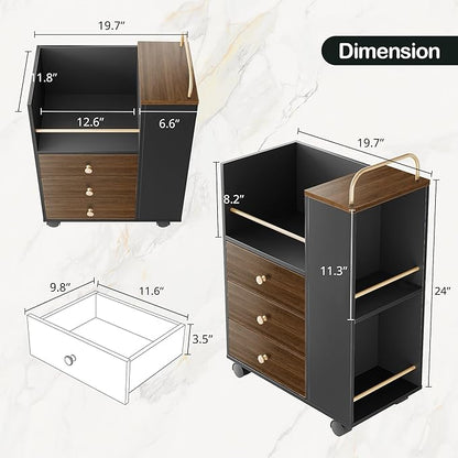 Home Office Furniture Set, 71" Electric Standing Desk with 2 Wide File Cabinet, AC/USB, Mobile File Cabinet with Lockable Wheels, Furniture Set with Multiple Functions,Black Walnut