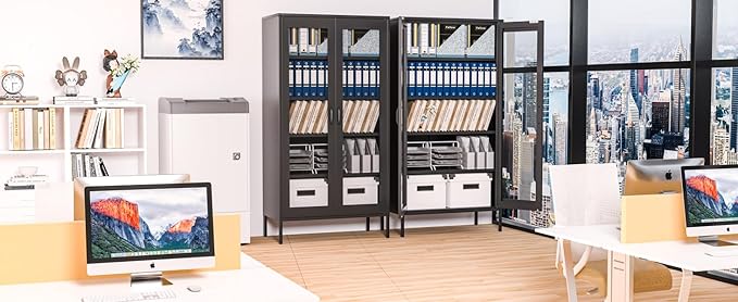 73" Metal Storage Cabinet, 5 Tiers Adjustable shelfs Tool Storage File Garage, Assembly Needs, Warehouse, Basement, Utility Room Standard Office Storage Cabinet(Black)
