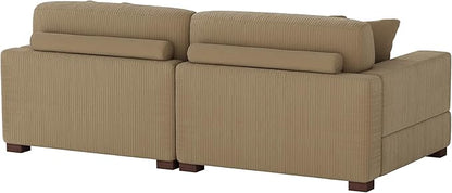 Modular Sectional Couches for Living Room, Modern Loveseat 2-Seater Sofa Couch with Ottoman, Upholstered Couches for Living Room Bedroom, Camel