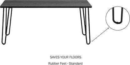 Coffee Table with Hairpin Legs ' Modern Industrial Style Decor Woodgrain-Look and Steel