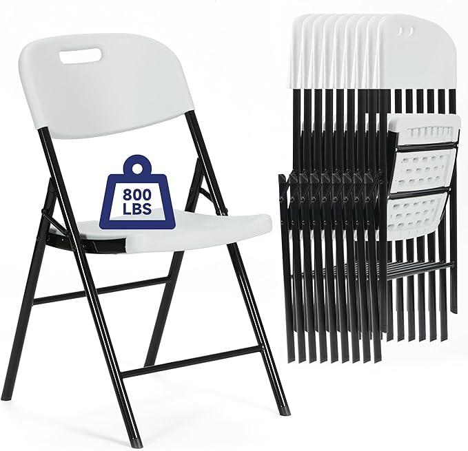 100 Pack Thicker 800 LBS White Folding Chairs, Commercial Grade Folding Chair, Foldable Chairs for Events