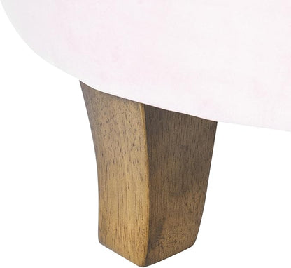 Homepop Home Decor | Upholstered Round Velvet Tufted Foot Rest Ottoman | Ottoman with Storage for Living Room & Bedroom | Decorative Home Furniture, Pink Blush Small