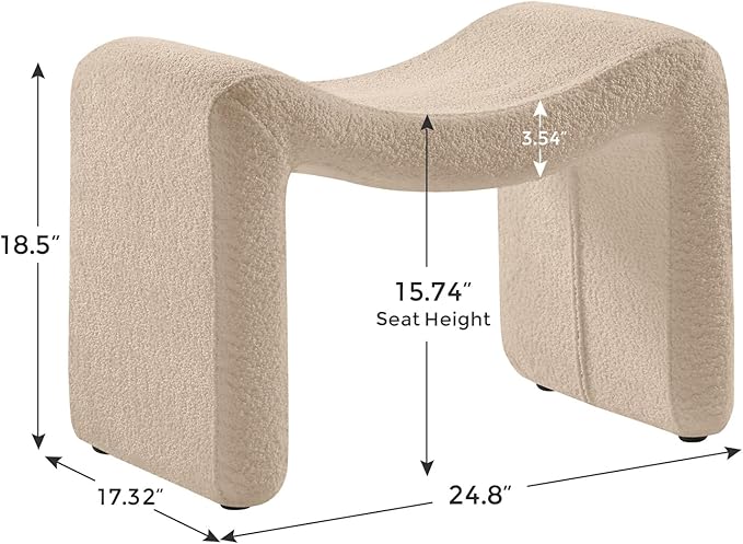 VANOMi Large Footstool Ottoman, Multi-Functional Modern Foot Stool, Sofa Footrest Extra Seating for Living Room, Entryway, Hallways and Bedrooms, Large, Camel