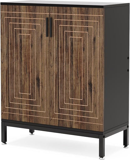 Tribesigns Shoe Cabinet with Doors, 20 Pairs Entryway Shoe Storage Cabinet with Shelves, 5-Tier Modern Free Standing Shoe Racks Storage Organizer for Closet, Living Room, Bedroom (Brown/Black)