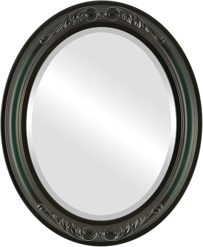 OVALCREST Oval Beveled Wall Mirror for Home Decor - Florence Style - Hunter Green - 32" x 26"