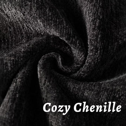 Black Decorative Throw Pillow Covers 26x26 Inch Set of 2 Cozy Soild Chenille Cushion Cases Soft Textured Square Couch Pillows Cover Boho Accent Farmhouse Pillowcases for Sofa Bed