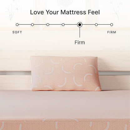 Signature Design by Ashley Full Size iKidz 7 Inch Firm Gel Memory Foam Mattress with Stretch Knit Cover & Pillow Included, Pink Coral, Fiberglass Free, Mattress in A Box