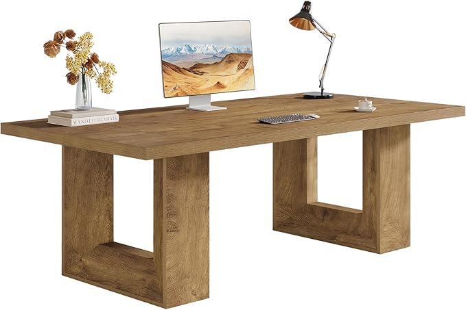 Tribesigns Home Office Desk, 62.99" Large Farmhouse Executive Desk, Computer Table for Office, Conference Room, Study Room (Walnut)