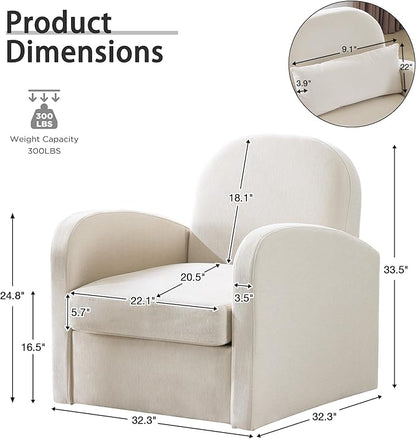 MELLCOM Swivel Accent Chair with Hidden Storage Set of 2, Comfy Chenille Fabric Upholstered Leisure Armchair with Lumbar Pillow and Side Pocket for Living Room Bedroom Reception Room and Office