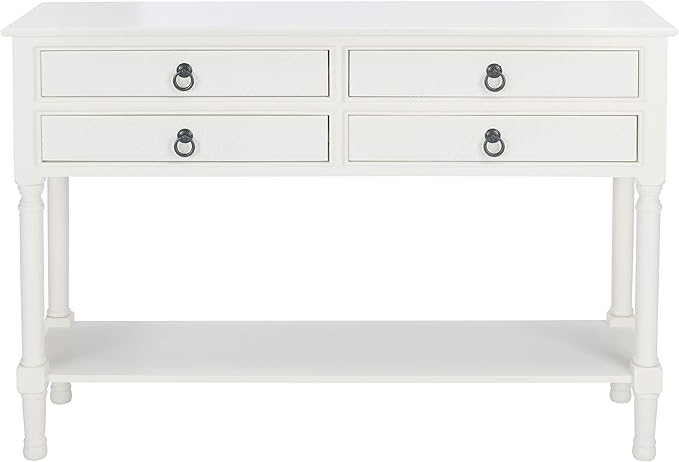 Safavieh Home Collection Haines White 4-Drawer Bottom Shelf Console Table