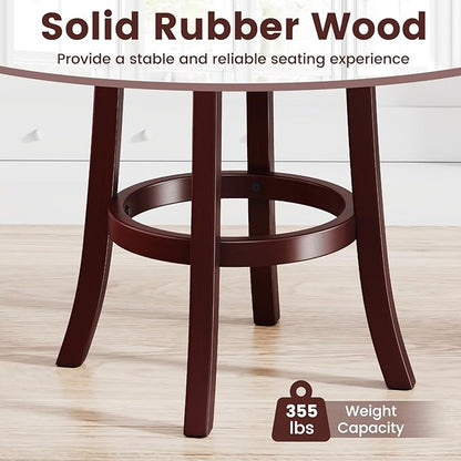 COSTWAY Barstools Set of 4, 30” Faux Leather Upholstered Bar Stools with High Backs and Footrests, Armless Kitchen Island Dining Chairs with Solid Wood Legs, Cappuccino (4, 30'' Seat Height)