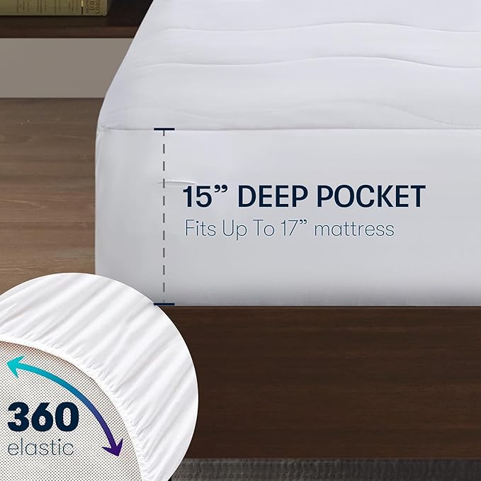 Serta Heated Mattress Pad Full Size - Electric Mattress Pad, 10 Heat Setting Controller, Auto Shut Off Timer, Deep Elastic Pocket, Up to 17" Mattress, ETL Certified, Machine Wash, Full, White